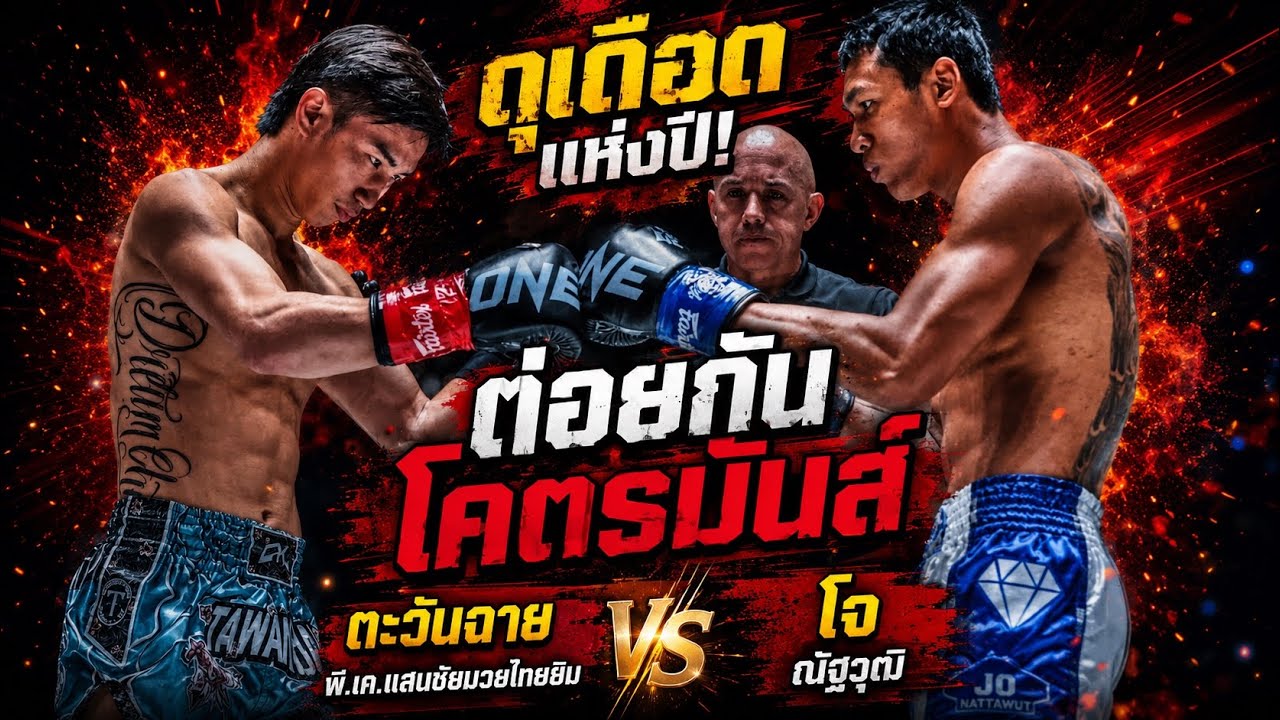 ดุเดือดแห่งปี! ต่อยกันโคตรมันส์ ตะวันฉาย พี.เค.แสนชัยมวยไทยยิม vs โจ ณัฐวุฒิ