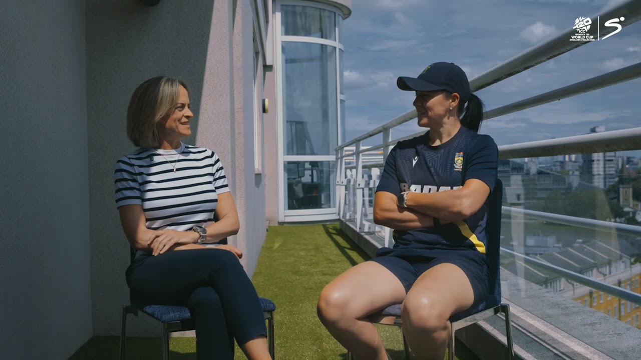 Marizanne Kapp sits down with Natalie Germanos | ICC T20 Women's Cricket World Cup background