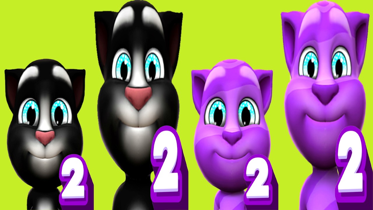 Candy Fur vs Black & White Fur | My Talking Tom 2 Gameplay Level 5, 10, 35 & 40 background