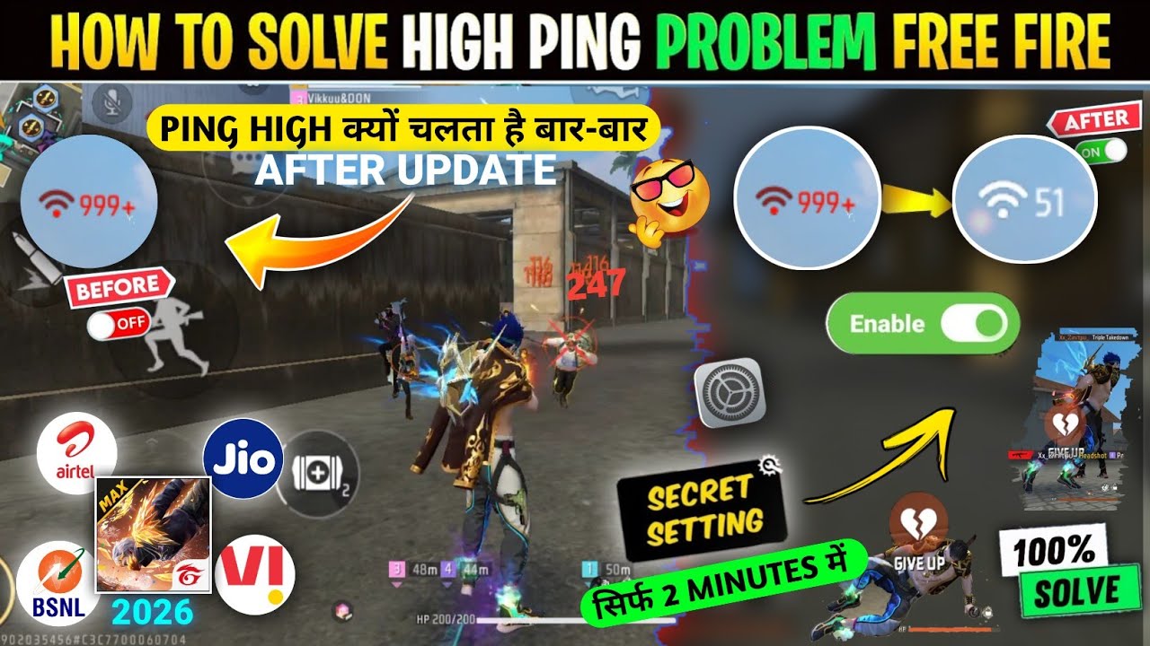 Free Fire Network Problem 2026🤯 Free Fire High Ping Problem | How To Solve Ping Problem In Free Fire background