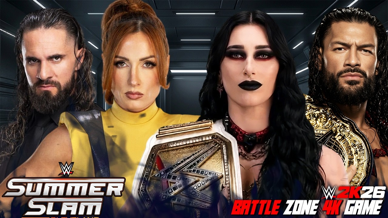 Roman Reigns & Rhea Ripley COLLIDE with Seth Rollins & Becky Lynch! background