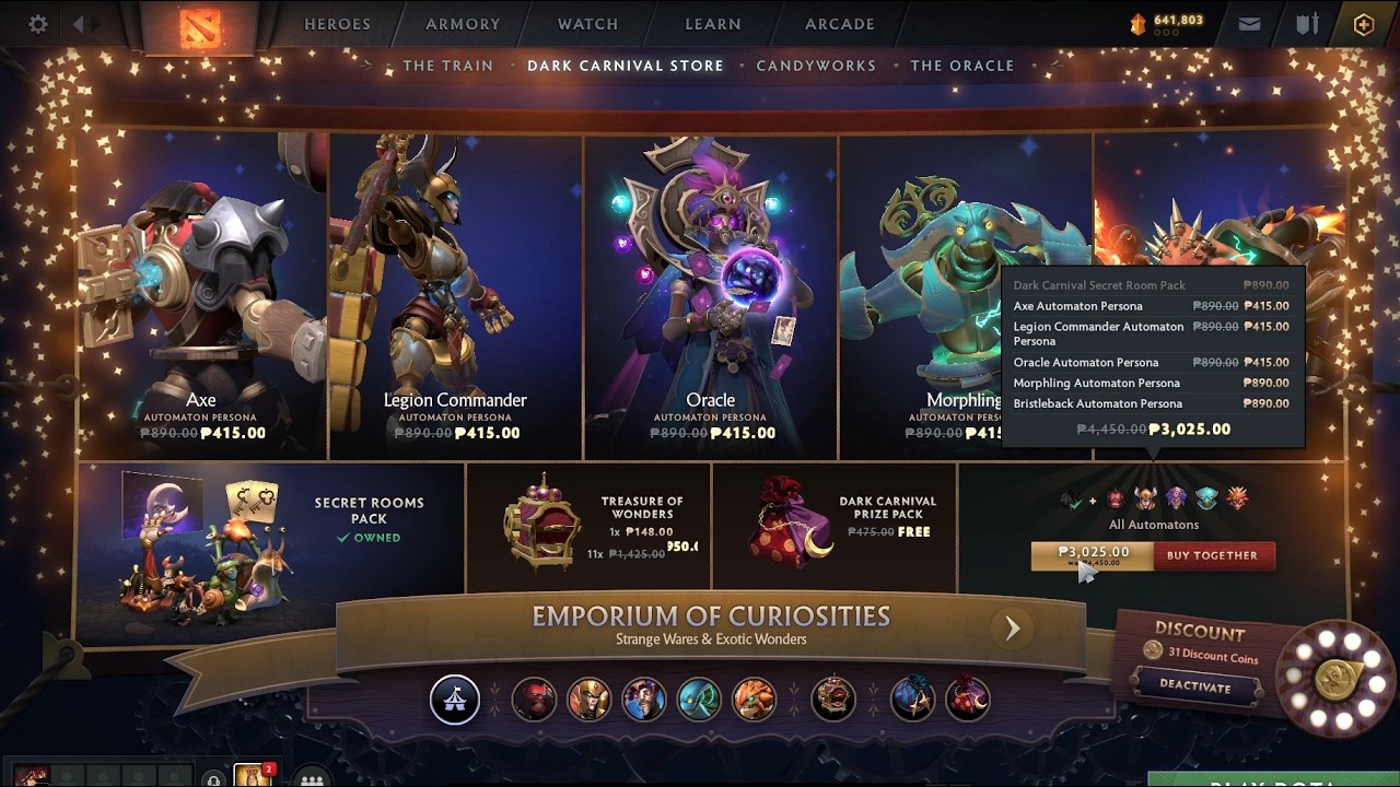 DOTA 2 - 30 DISCOUNT COINS! CARNIVAL CANDYWORKS REROLLS! background