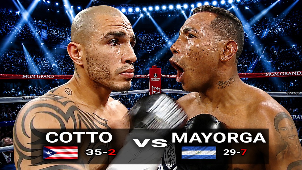 Miguel Cotto (Puerto Rico) vs Ricardo Mayorga (Nicaragua) | TKO, Boxing Fight Highlights HD background