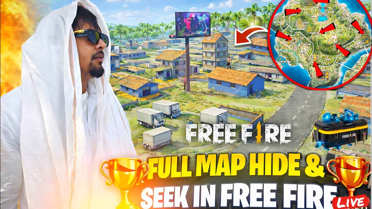 π΄ FREE FIRE LIVE Hide & Seek Full Bermuda Map | Funny Gameplay π±#freefireindia #garenafreefire background