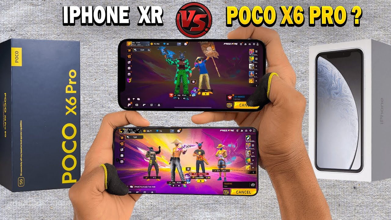 Poco X6 Pro Vs iPhone XR | Gaming Comparison Free Fire 2024 background