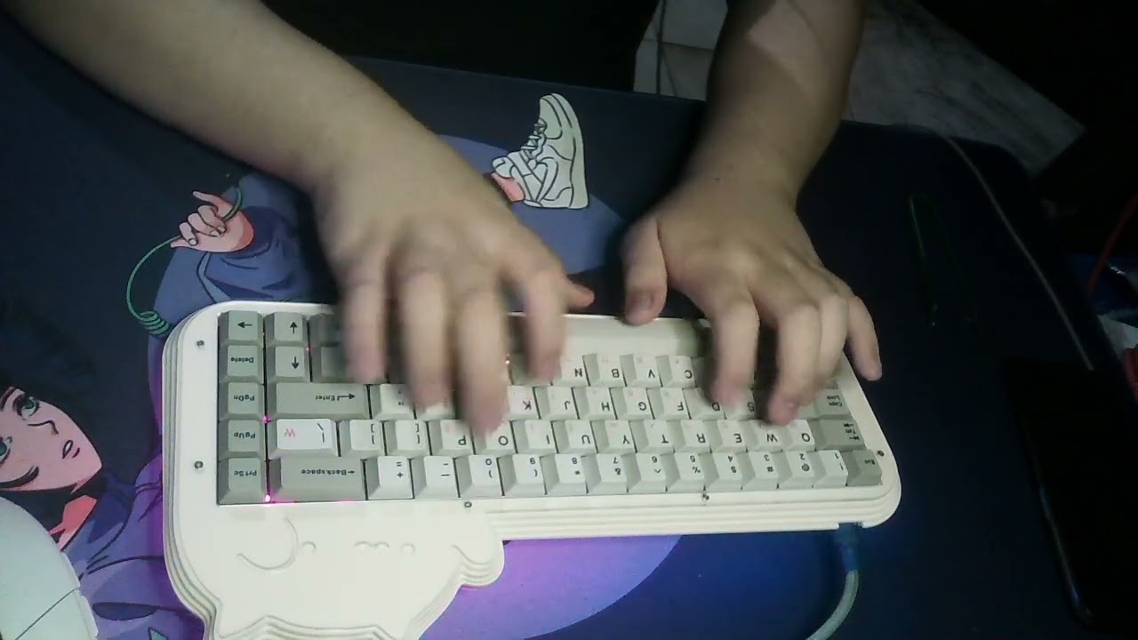 Bongo cat acrylic keyboard typing demo background