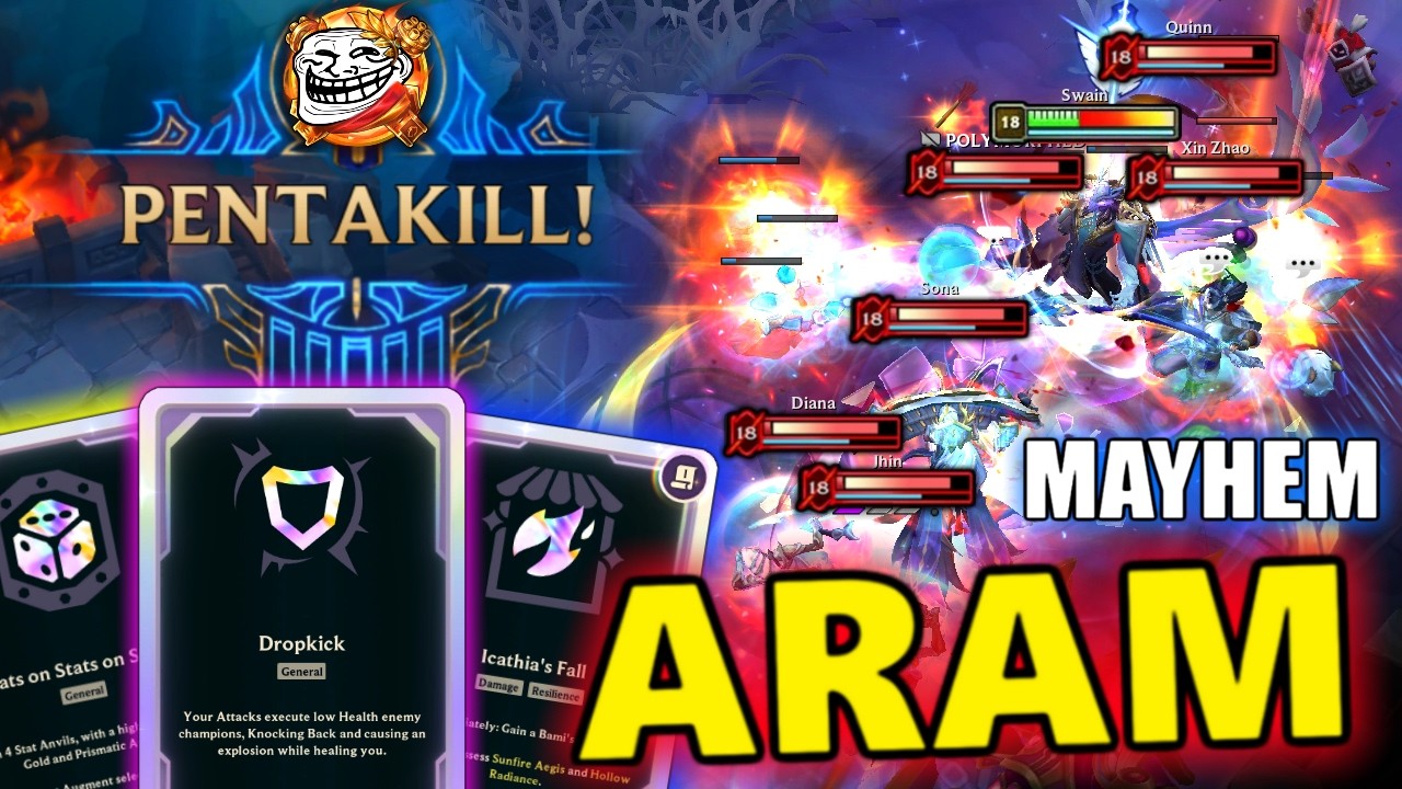 ARAM MAYHEM 30 Minutes LoL FUN MOMENTS (1v5, DropKick, Multishot, Bonk, Locke, Pentakill) #595 background