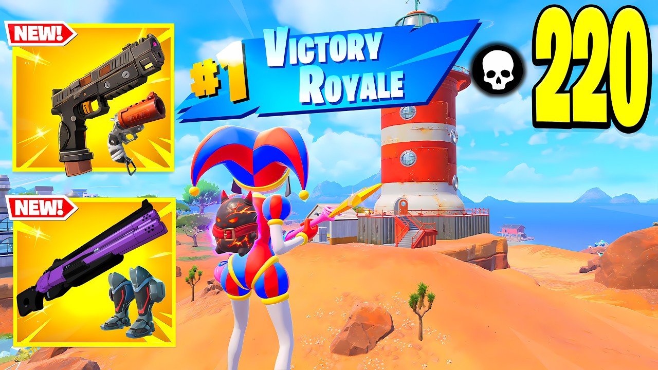 220 Elimination Fortnite gameplay Pomni Skin Wins Squads Runners! (Fortnite Chapter 7 season 3) background
