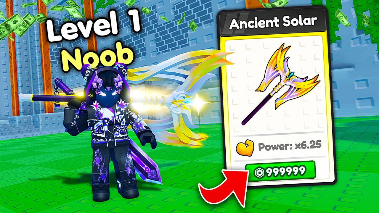 Starting Over as NOOB with STRONGEST SWORD in Lucky Block Rush! (Roblox) background