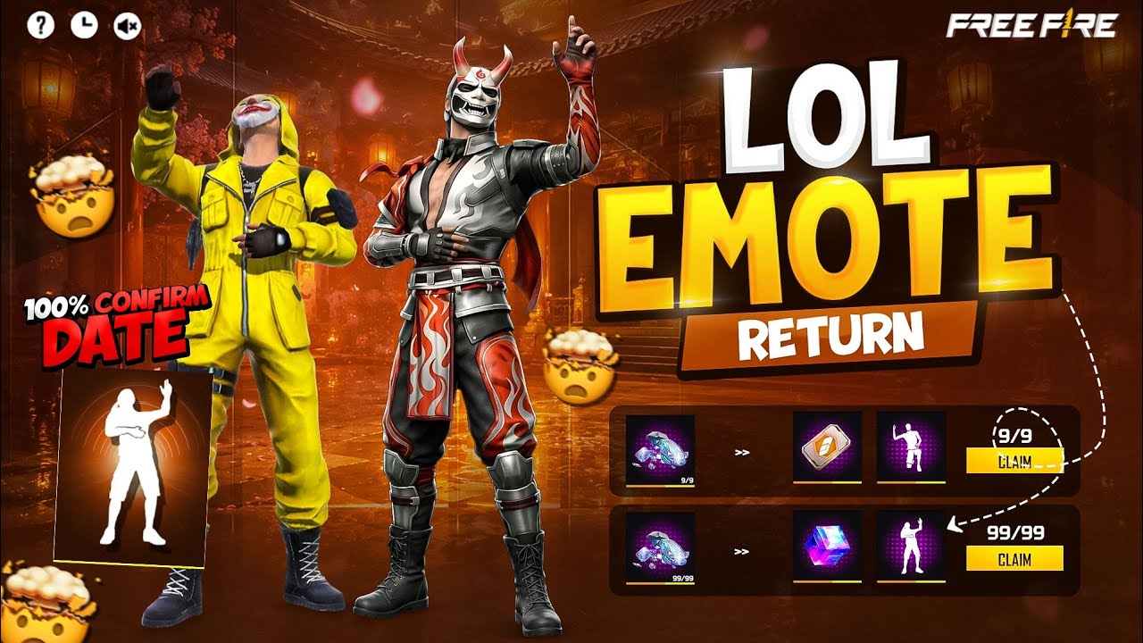 LOL EMOTEđ€©RETURN CONFORM DATEđ„FREE FIRE || LOL EMOTE RETURN || OB53 UPDATE FREE FIRE || BOOM FF background