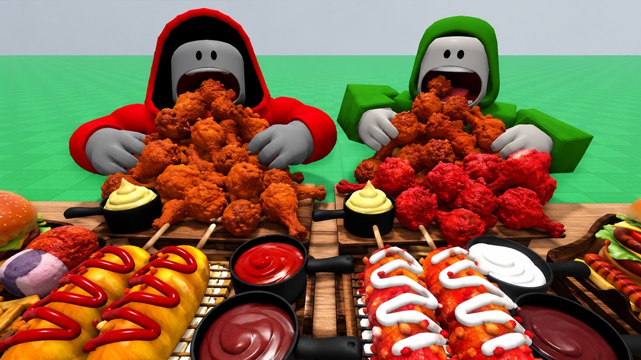 JJ and Mikey Play Mukbang Roblox !? background