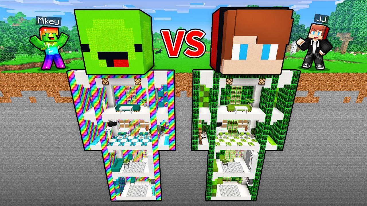 Maizen: Mikey OP vs JJ HACKER Statue Base Battle in Minecraft background