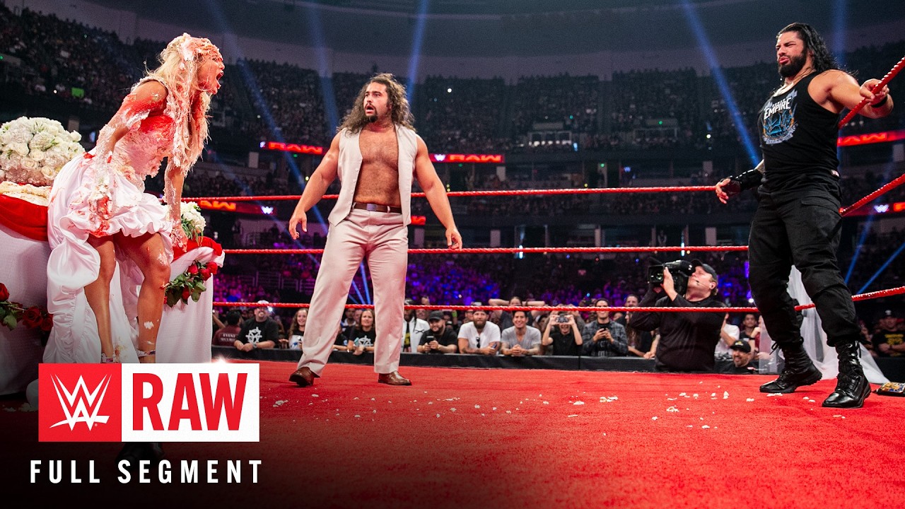 FULL SEGMENT: Roman Reigns ruins Rusev and Lana's post-wedding celebration: Raw, Aug. 8, 2016 background