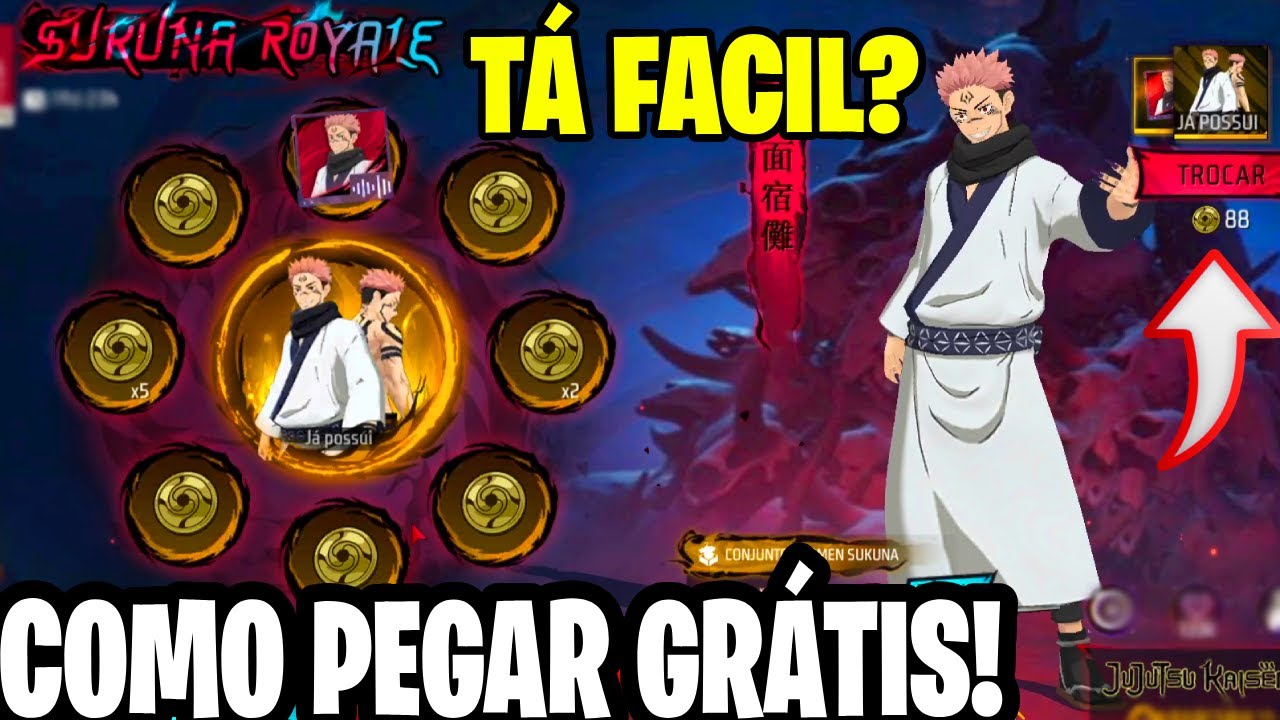 PEGANDO O CONJUNTO SUKUNA, SUKUNA ROYALE JUJUTSU KAISEN FREE FIRE, NOVIDADES FF background