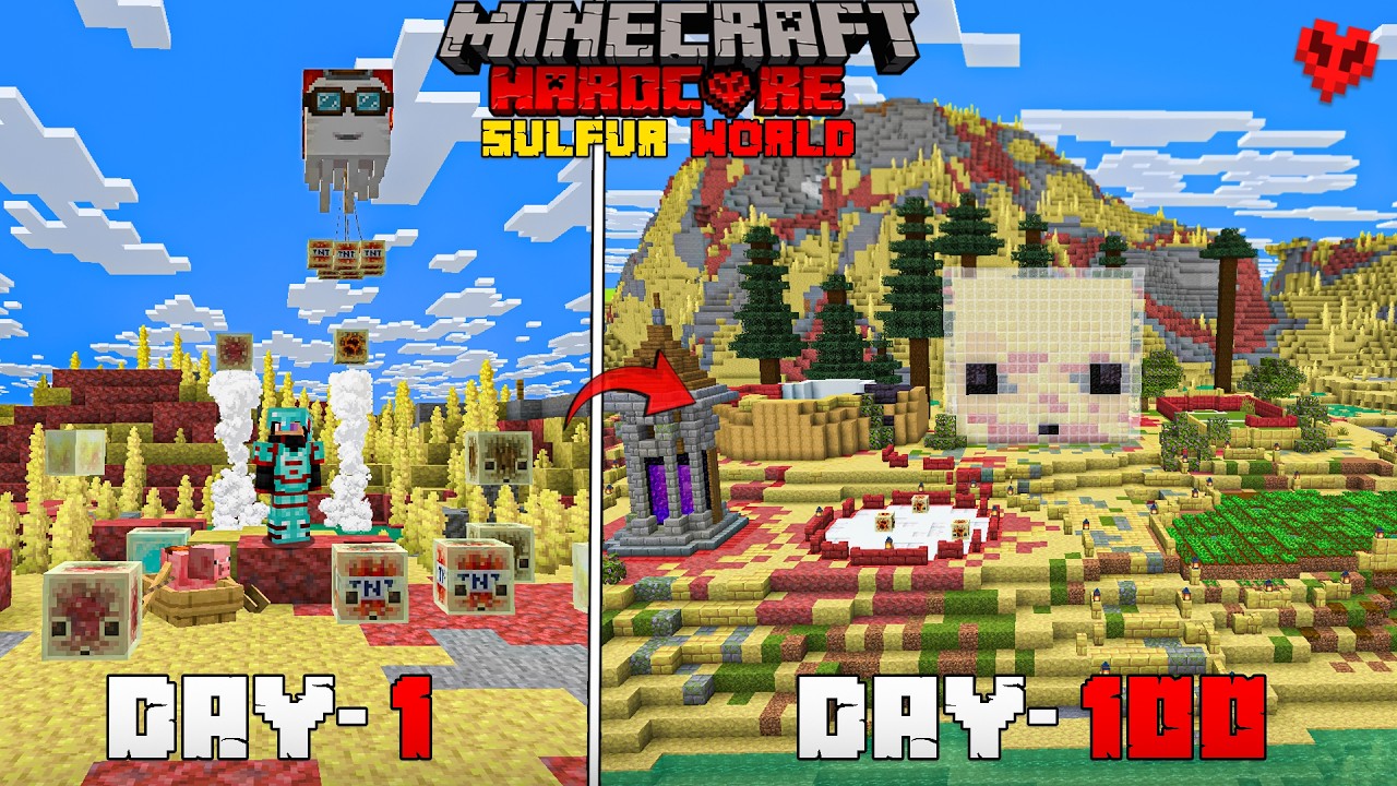 Minecraft New SULFUR BIOME 100 Days in Minecraft Hardcore background