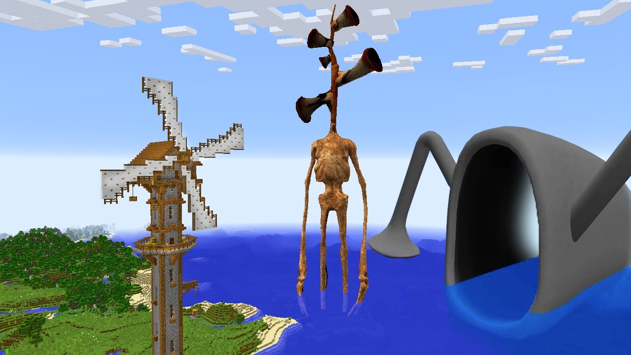 SURVIVING FROM WOOD SIREN HEAD AND SEA EATER in Minecraft - Gameplay background