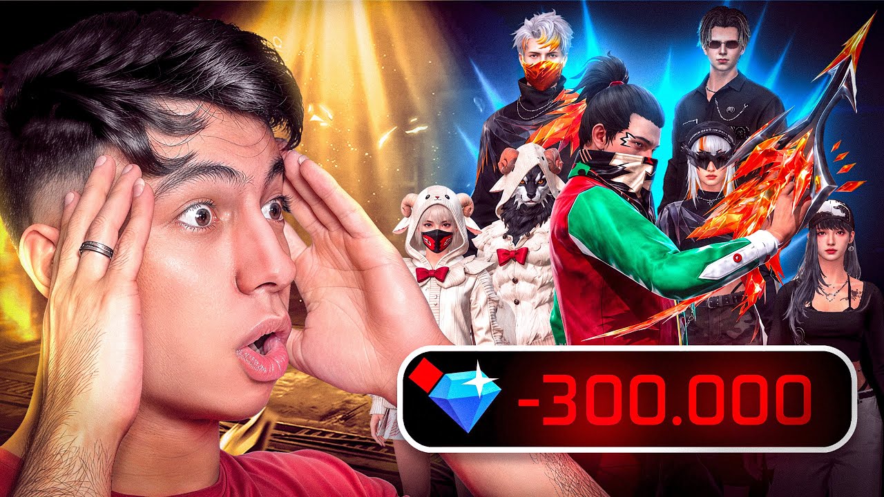 حصلت على كل شئ في فري فاير مقابل 300.000 💎 !! 🔥 background