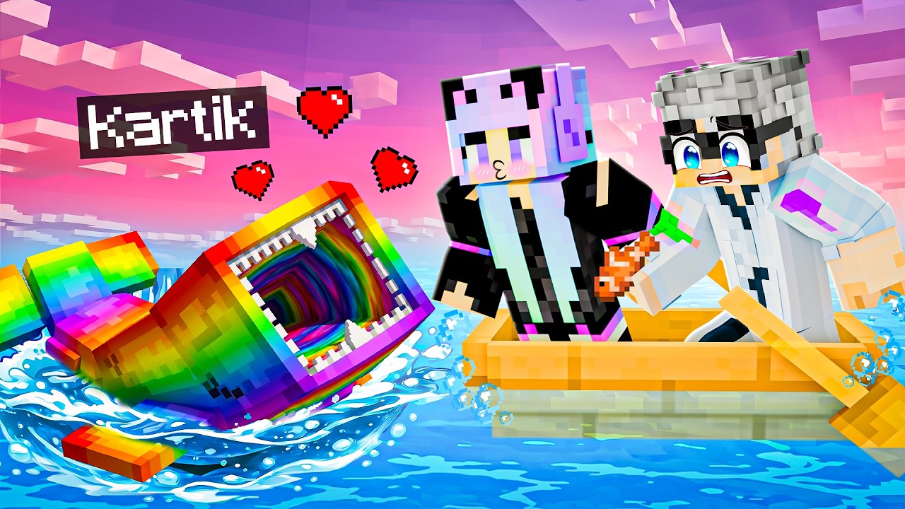 I Pretended to be an OP BLOOP BABY on a RAFT in Minecraft! background