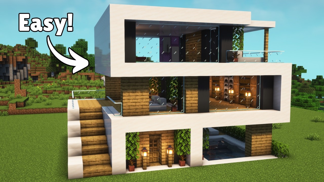 Minecraft Modern House Tutorial background