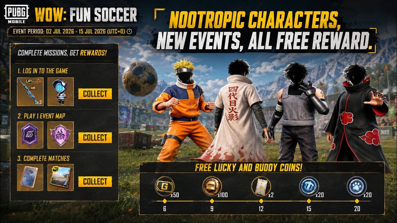 Free Upgrade Gun Skin And Naruto Free Characters | Free Lucky And Buddy Coins | New Event Is Here background