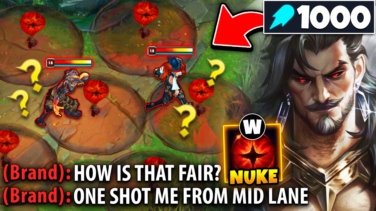 Swain but I spam poke bot lane from Mid and Brand has a mental breakdown (THIS IS HILARIOUS) background