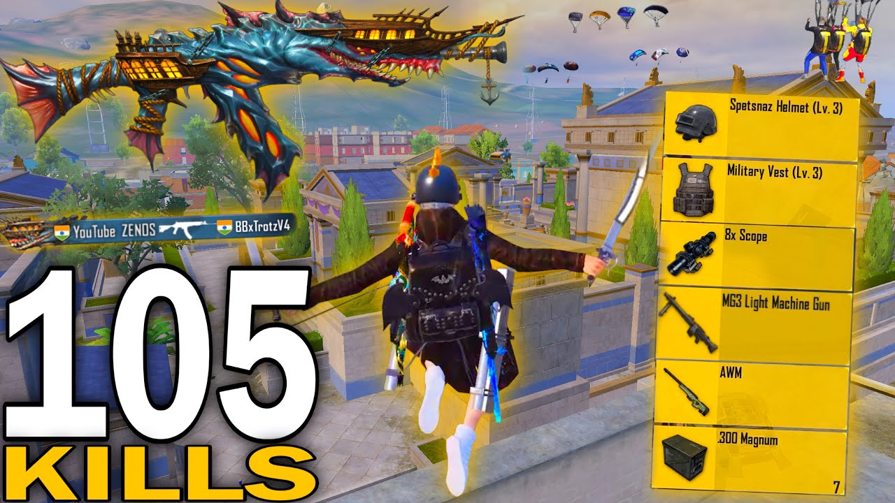 105 KILLS!!😱ALL PRO PLAYERS RUSHED ME IN ERANGEL🔥 PUBG Mobile background