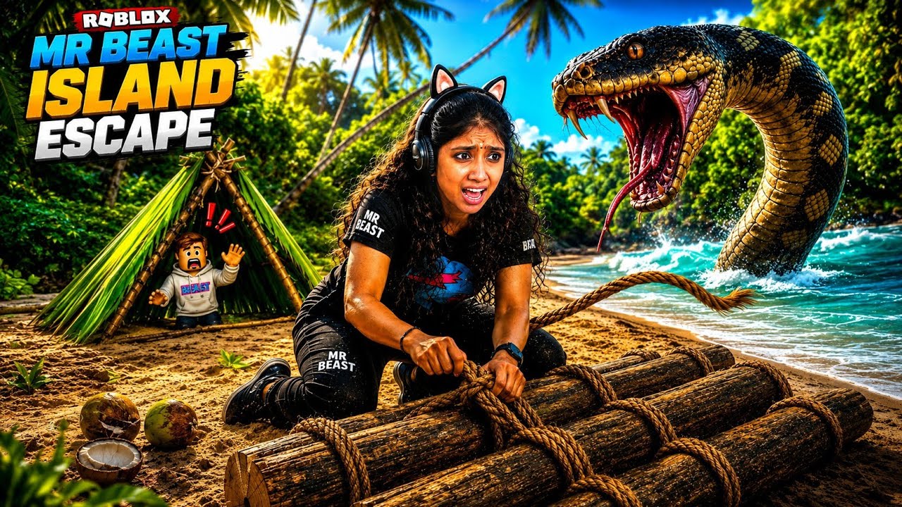 I Survived Roblox MrBeast Island Escape from a Giant Snake! ! background