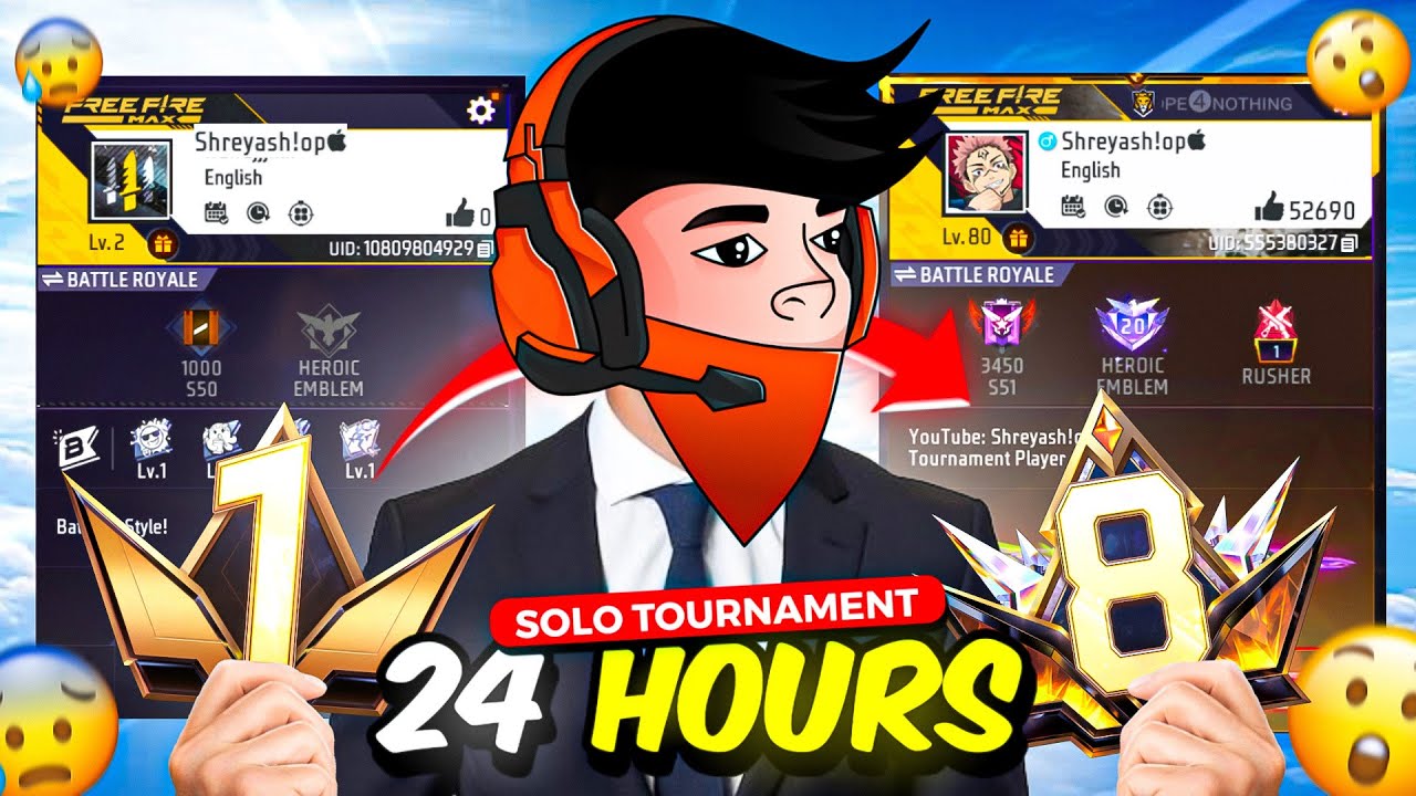 Playing 24 Hours Solo Tournament ☠️| For Turning My ID on Prime 8 Level 🔥| Shreyash!op background