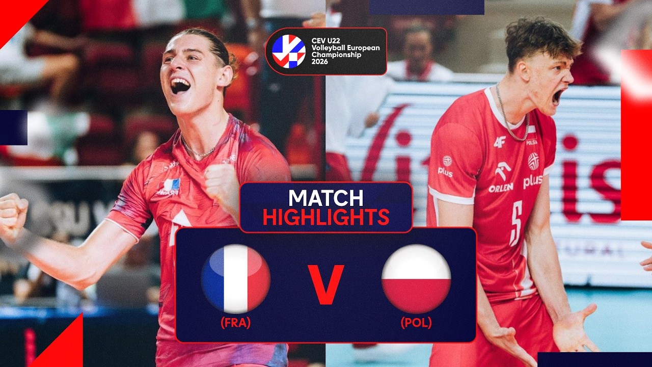 Highlights | France vs. Poland | CEV U/22 Volleyball European Championship 2026 | Men background