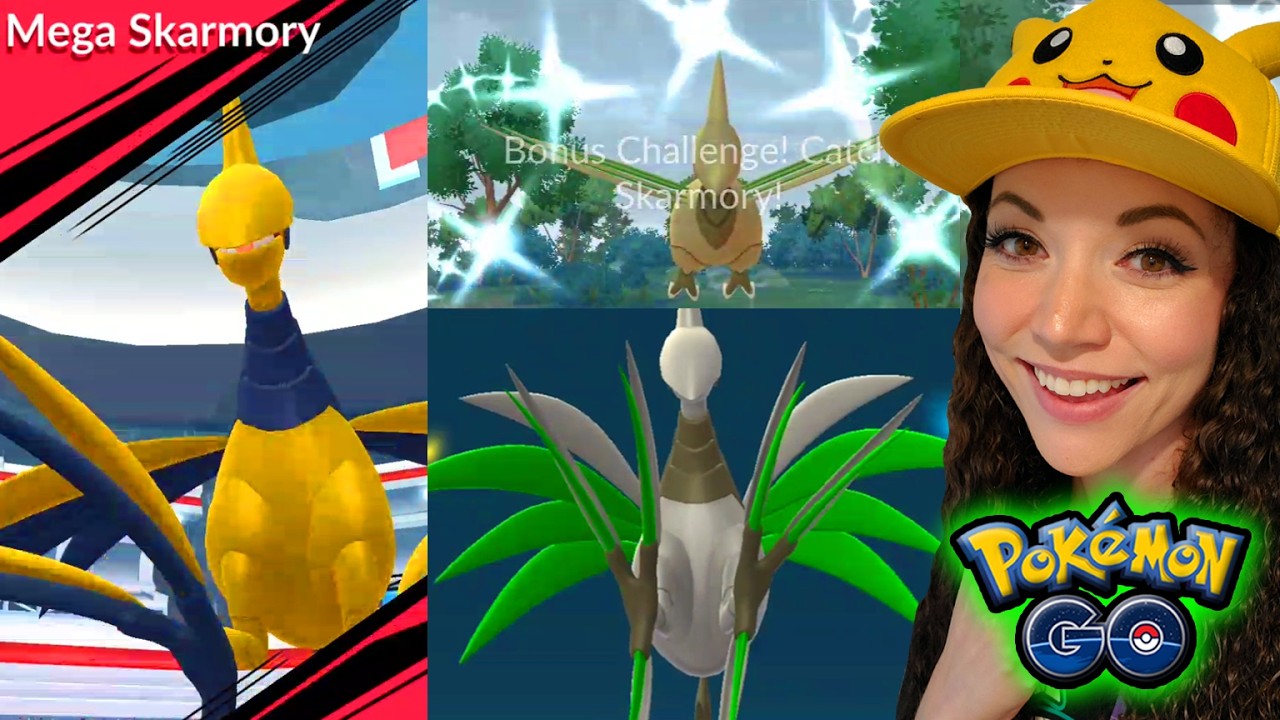 ✨ Shiny Mega Skarmory Raid Day Was AMAZING in Pokémon GO! background