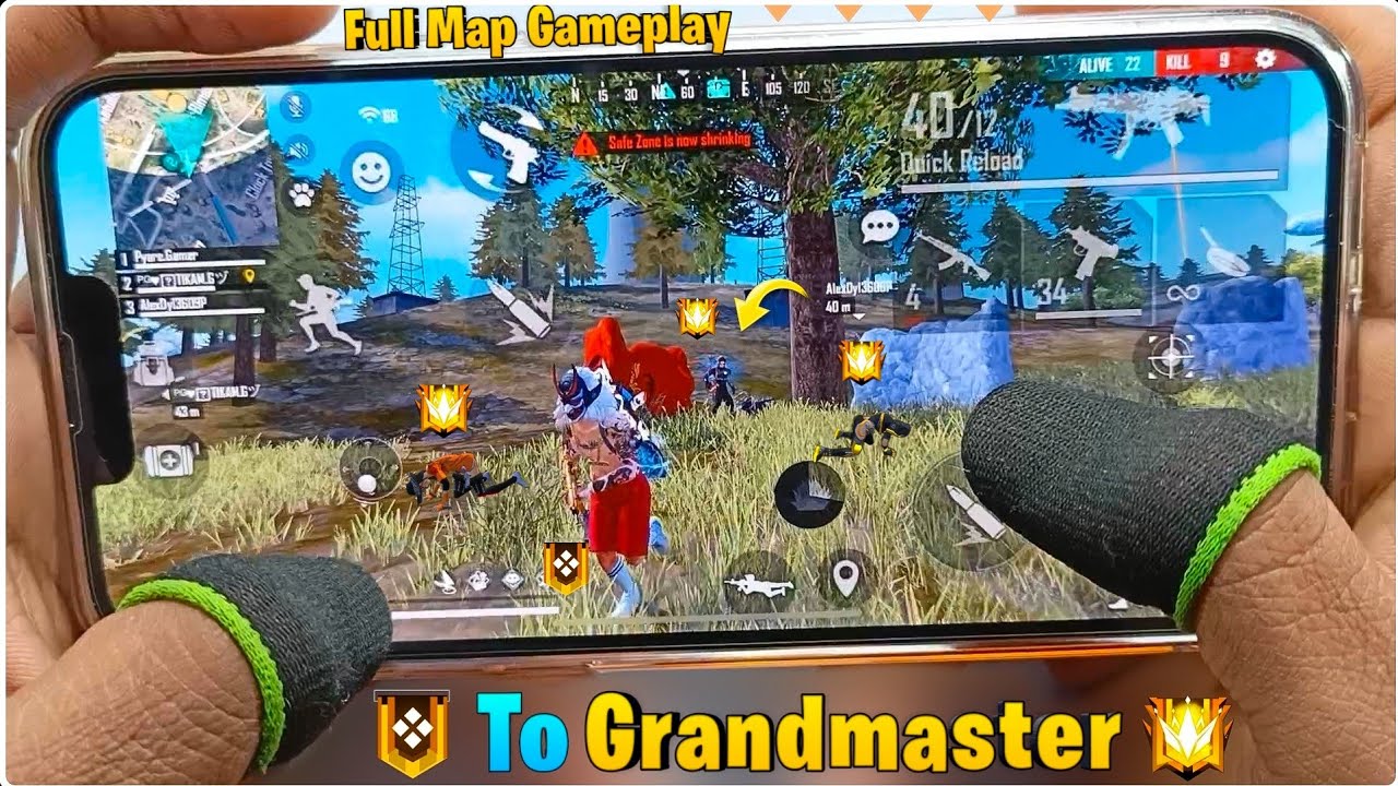 Full map ranked gameplay push to grandmaster 3 finger handcam on iPhone 13 pro max Garena free fire background