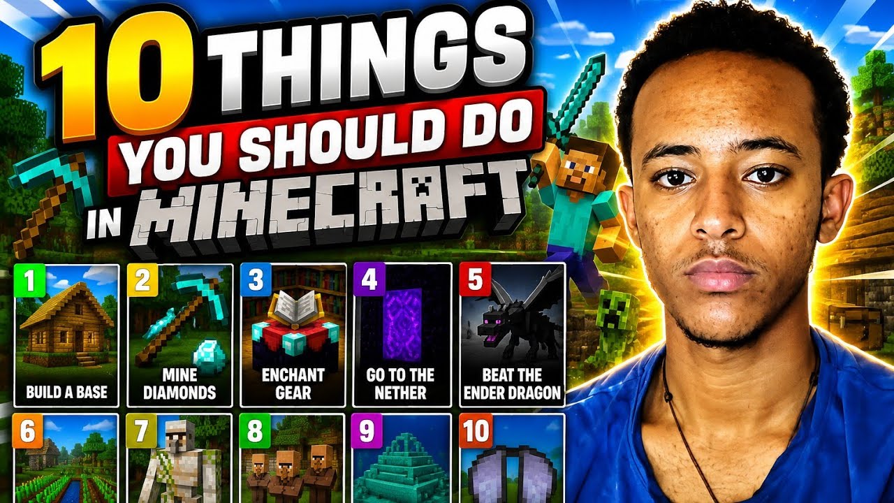 ⛏️ 10 Things You MUST Do When You Spawn in Minecraft! 😱 background