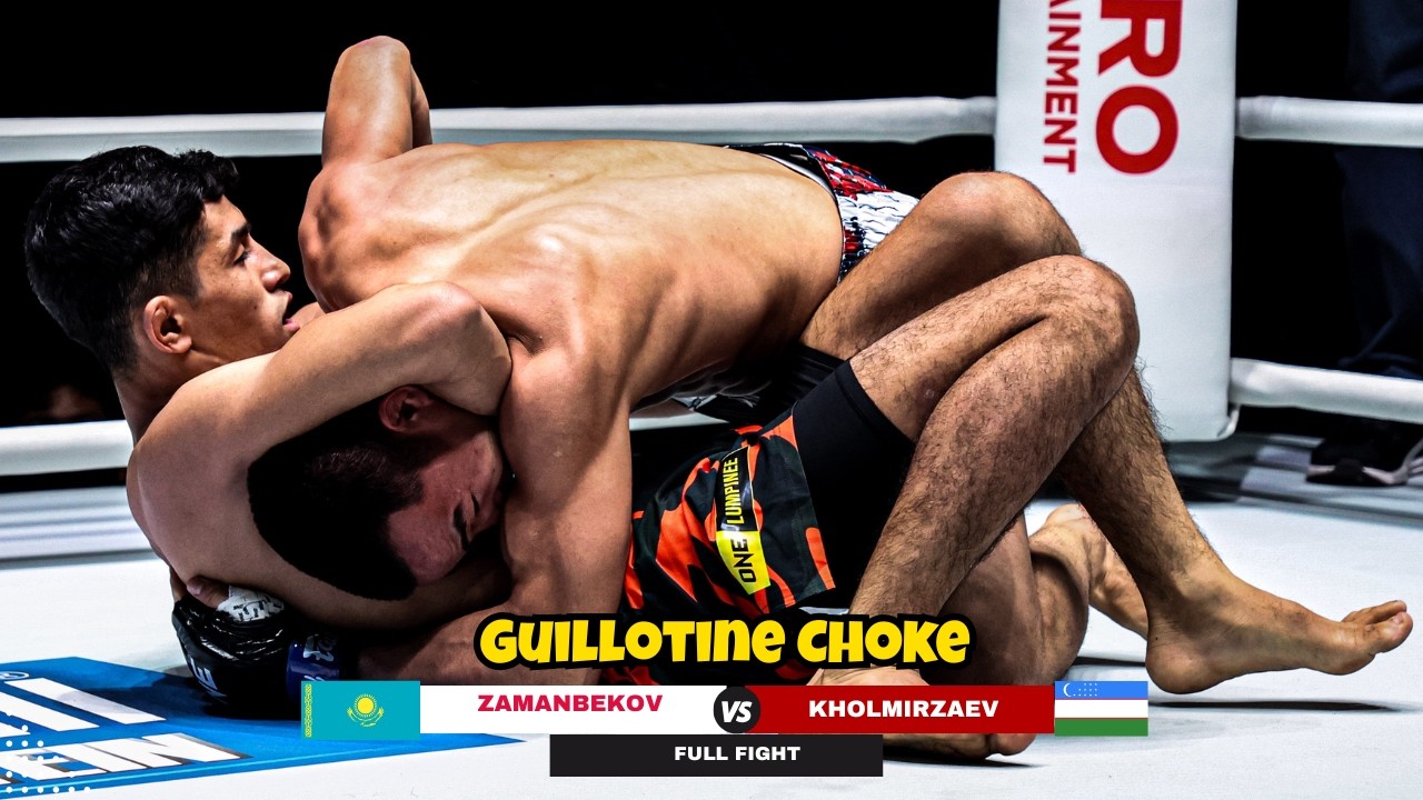 LIGHTNING FAST GUILLOTINE! Avazbek Kholmirzaev 🇺🇿 secures a brutal R1 submission background