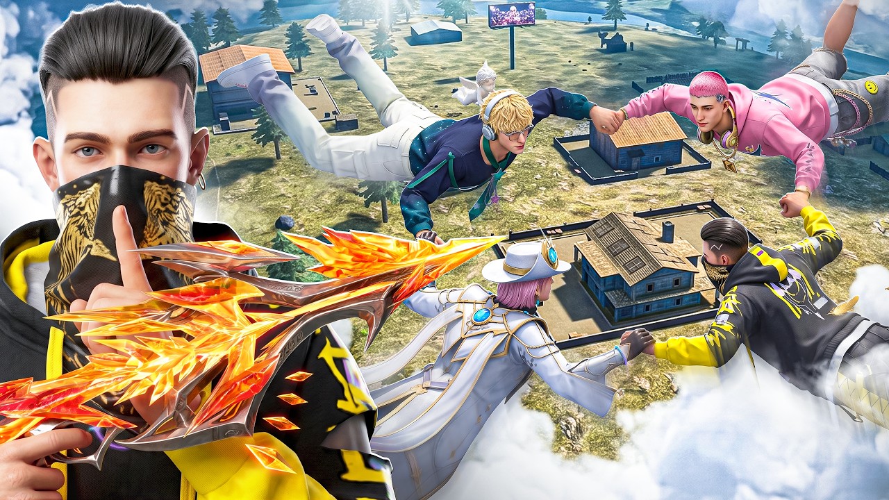 TRYING BEST SKYDIVE & NEW EVO GUN SKIN IN FREE FIRE background