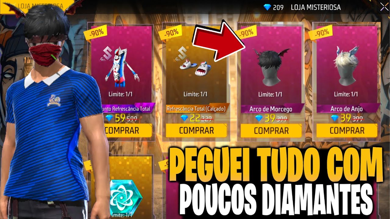 PEGUEI TUDO! 90% NA LOJA MISTERIOSA DO FREE FIRE APENAS FAZENDO ISSO 😱🔥 background