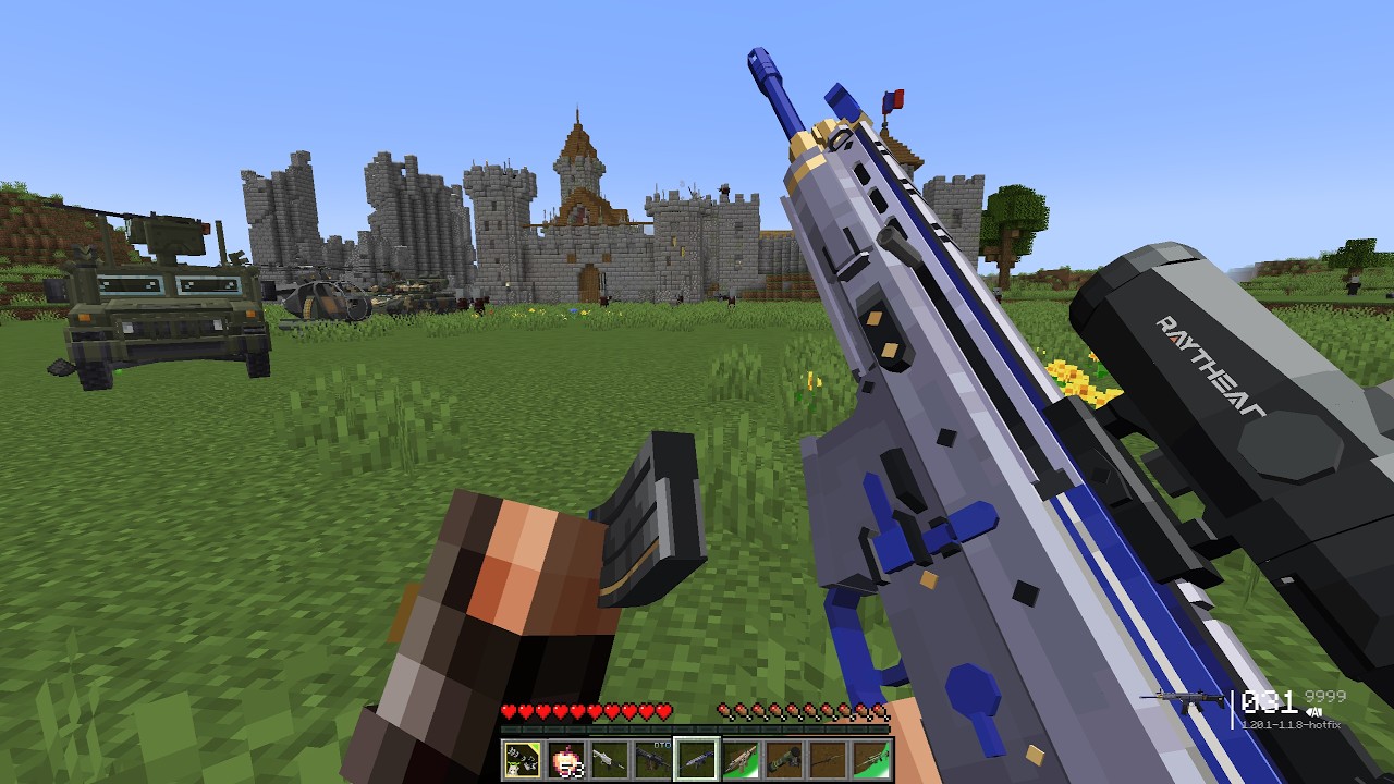 I DESTROYED the HUGE Pillager Castle They Built OVERNIGHT Using Modern Guns & Helicopters! 💥 background