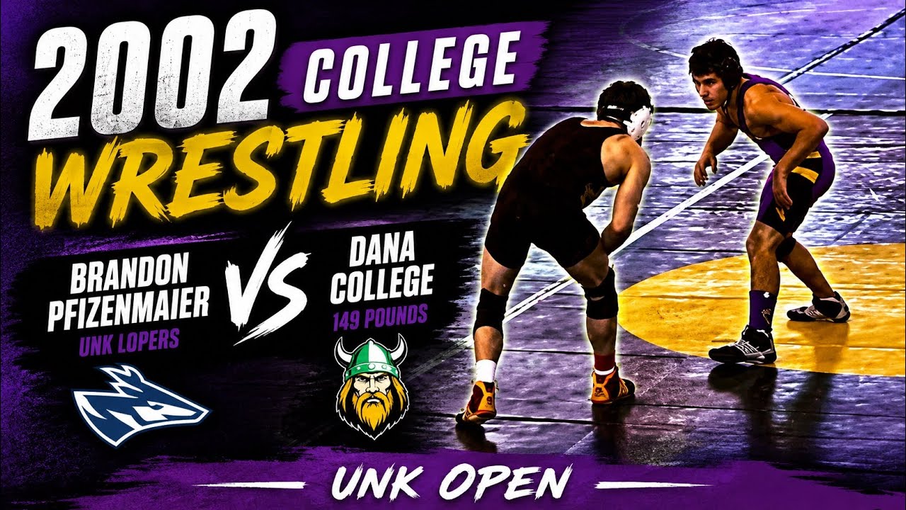 2002 College Wrestling: Brandon Pfizenmaier, Loper Wrestling vs Dana College, 149 pounds, UNK Open background