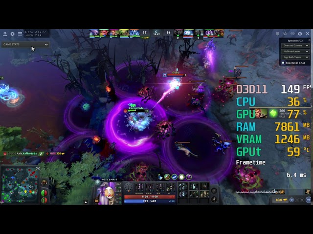 GeForce GTX 1060 3GB -- Intel Core i5-10400F -- Dota 2 FPS Test backdrop