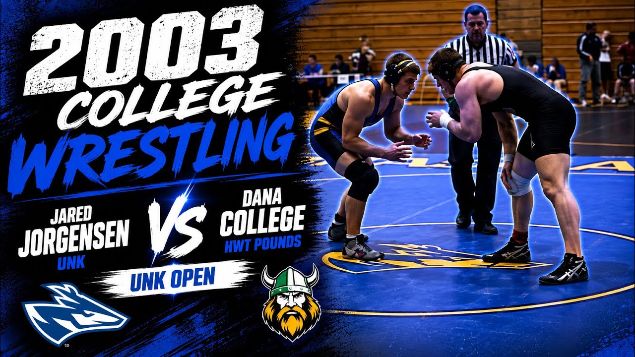 2003 College Wrestling: Jared Jorgensen, UNK vs Dana College, Heavyweight, UNK Open background