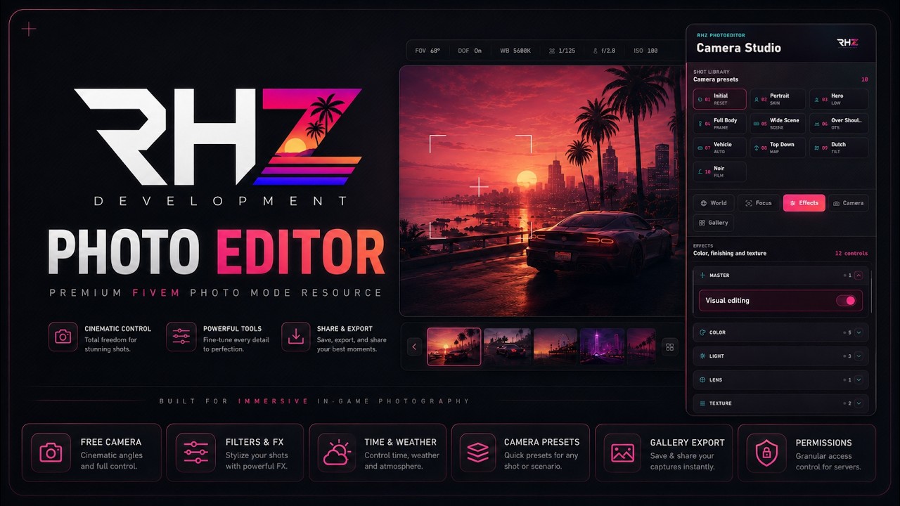 RHZ Photo Editor | Premium FiveM Photo Mode & Camera System background