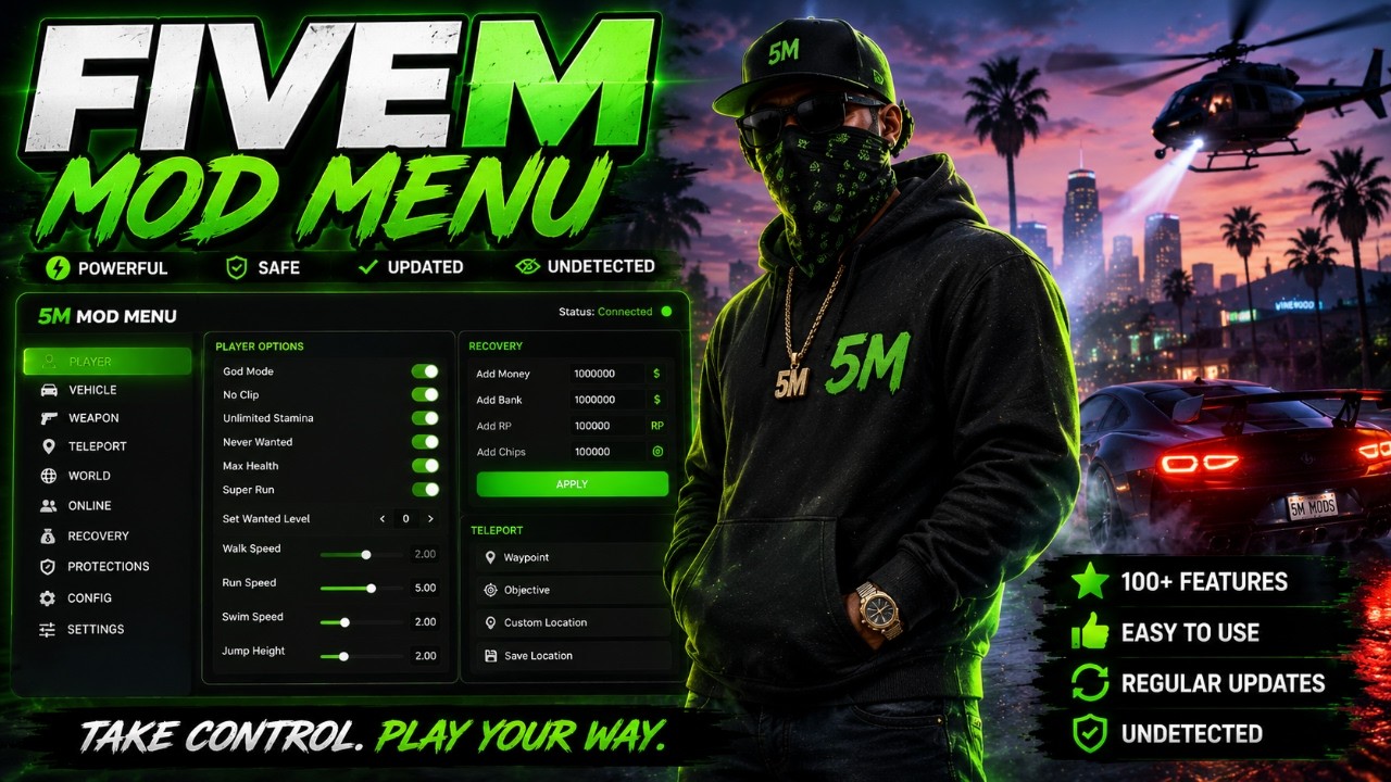 INSANE FiveM Hack Mod Menu 2026: Best Aimbot, ESP & Money Glitch! (100% Undetected PC) background
