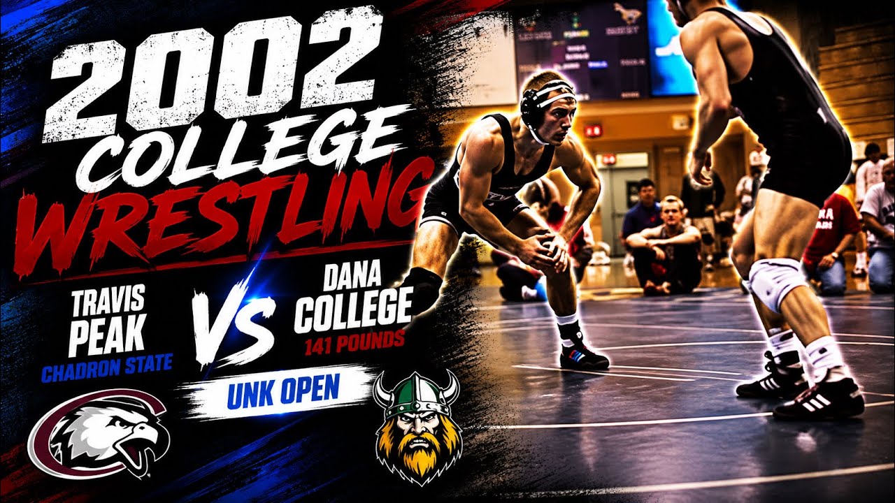 2003 College Wrestling: Travis Peak, Chadron State vs Dana College, 141 pounds, UNK Open background