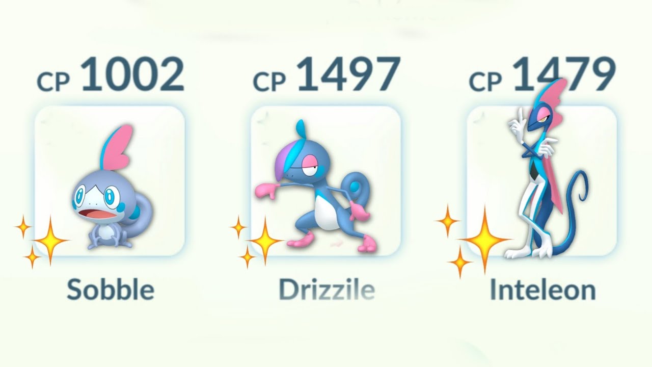 using Shiny (Sobble, Drizzle, Inteleon) Evolution line in Pokemon GO. background