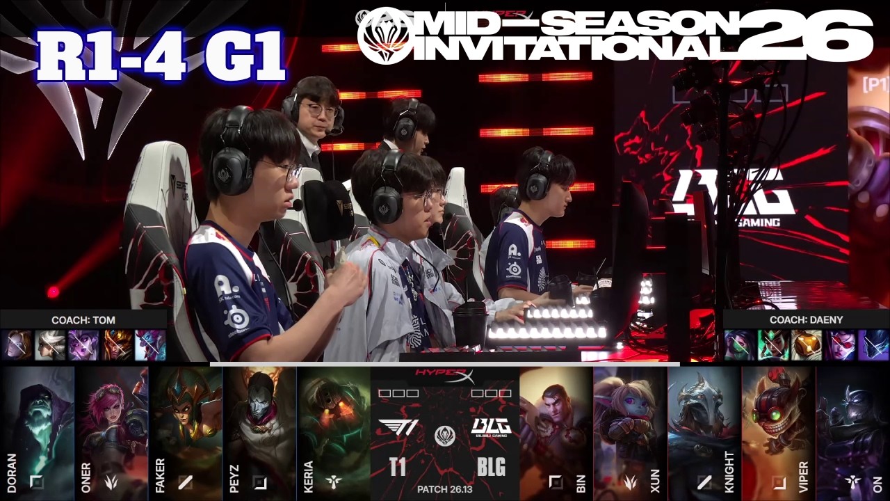 T1 vs BLG - Game 1 | Round 1 LoL MSI 2026 Main Stage | T1 vs Bilibili Gaming G1 full game background