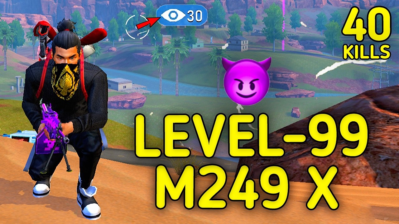 New LVL-99 M249π₯π± !!! MOST DANGEROUS M249 EVER IN FF ??? || SOLO VS SQUAD || 90% HEADSHOT INTEL I5 background
