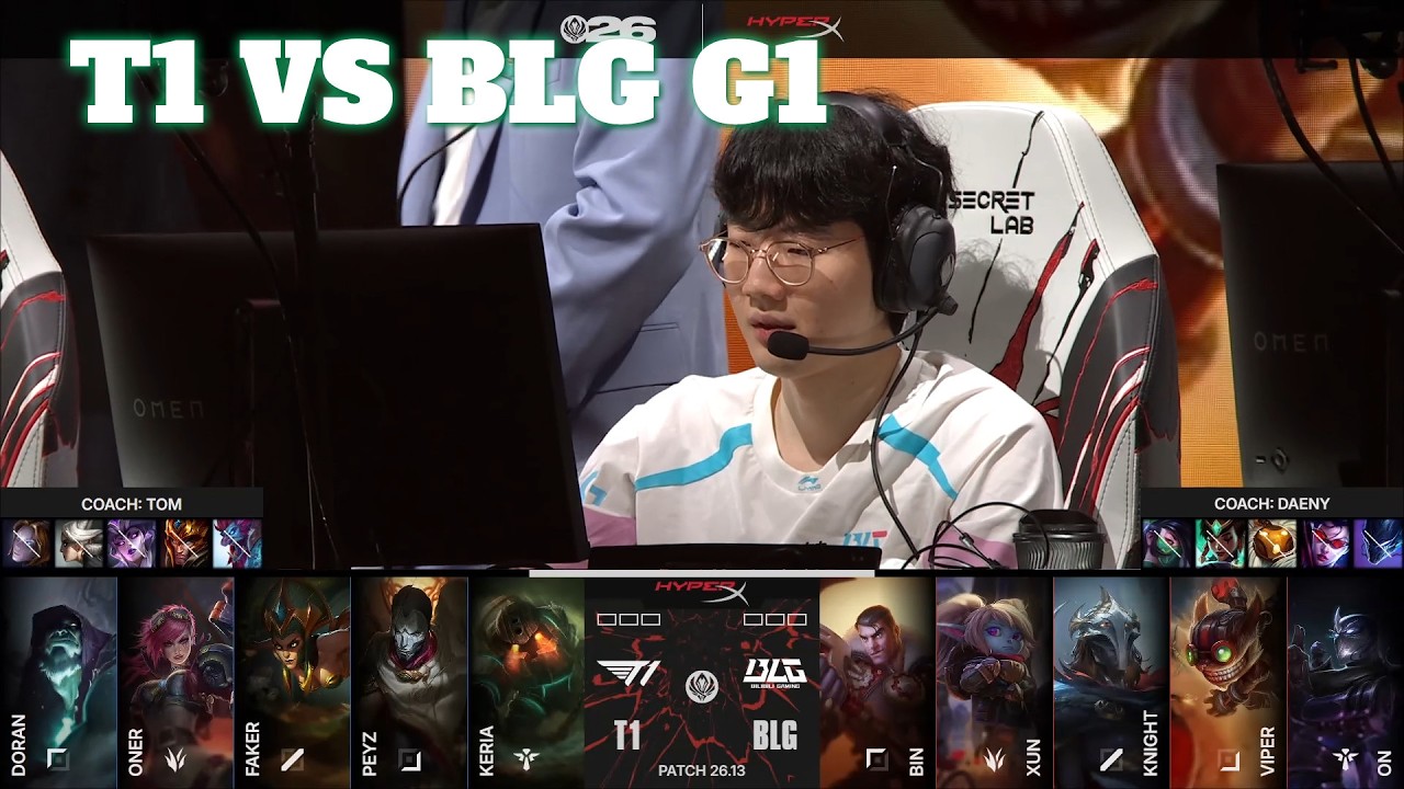 T1 vs BLG Game 1 | Mid-Season Invitational 2026 Round 1 | T1 vs Bilibili Gaming G1 background
