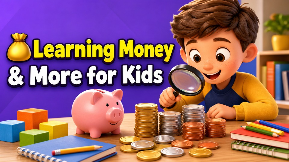 π° Learning Money & More for Kids | Fun Math Videos! π background