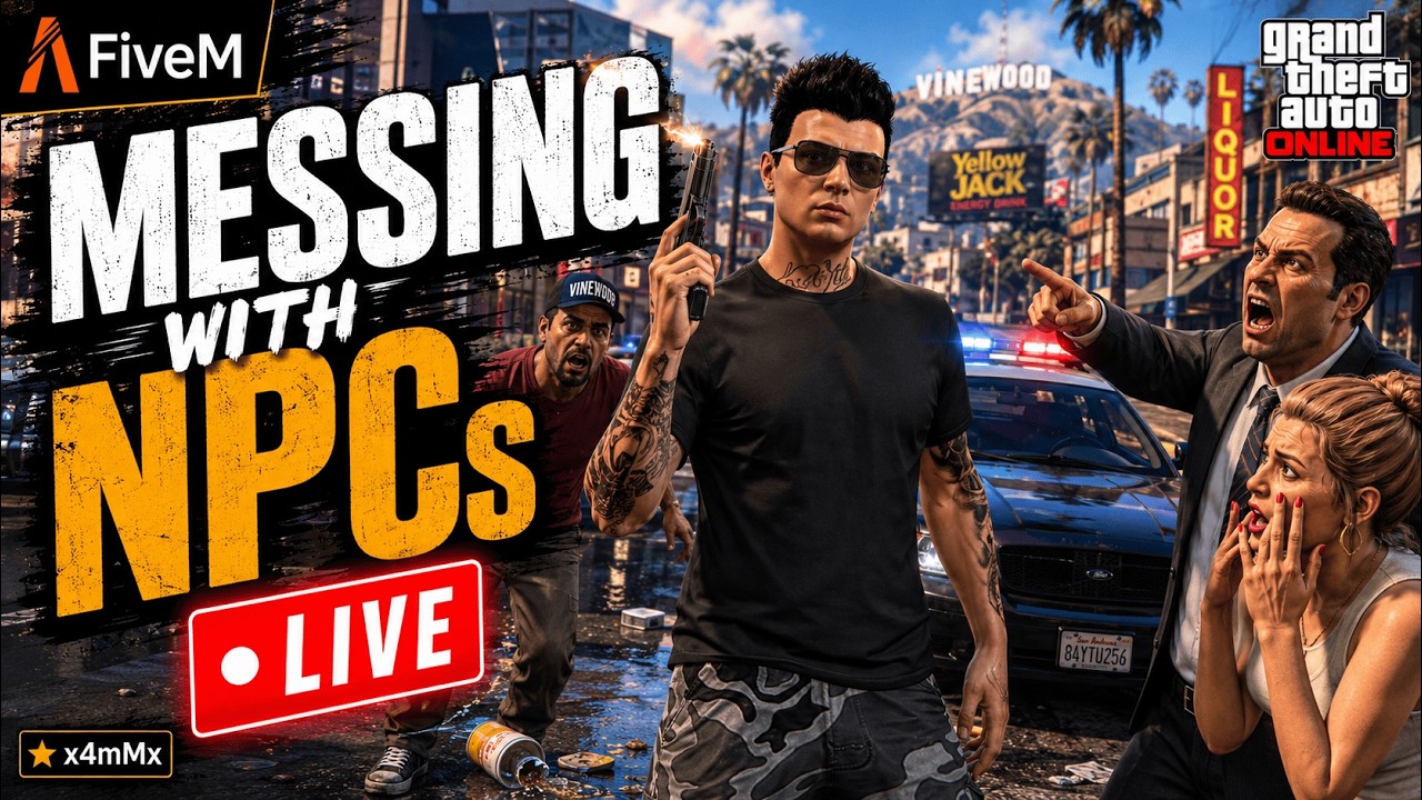 FiveM LIVE: Messing With GTA V NPCs π | Funny GTA Chaos background