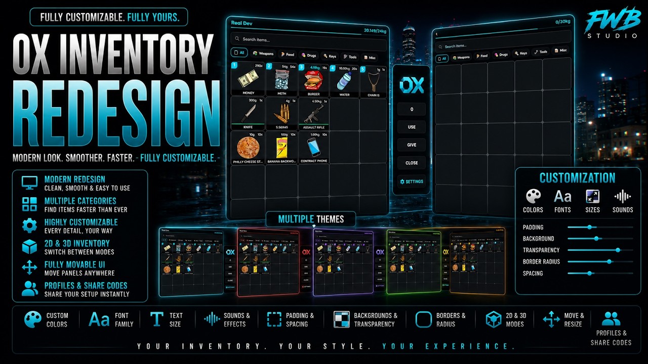Ox Inventory Premium UI Redesign (FwB Studio Fivem Inventory Redesign) background