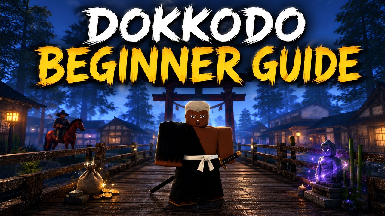 DOKKODO BEGINNER GUIDE (REPUTATION, LEVEL FAST, MONEY FAST, BEST WEAPONS & ARMOR, HORSE) Roblox background